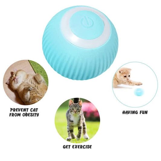 Rotating Cat Toy Ball, Interactive Cat Toys Rechargeable Rotating Ball with LED - Flexyfi